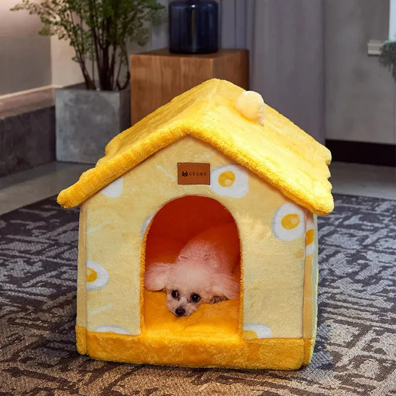 Foldable Dog House Pet Cat Bed Winter Dog Villa Sleep Kennel Removable Nest Warm Enclosed Cave Sofa Pets Supplies - Bellarte Enchanté Foldable Dog House Pet Cat Bed Winter Dog Villa Sleep Kennel Removable Nest Warm Enclosed Cave Sofa Pets Supplies